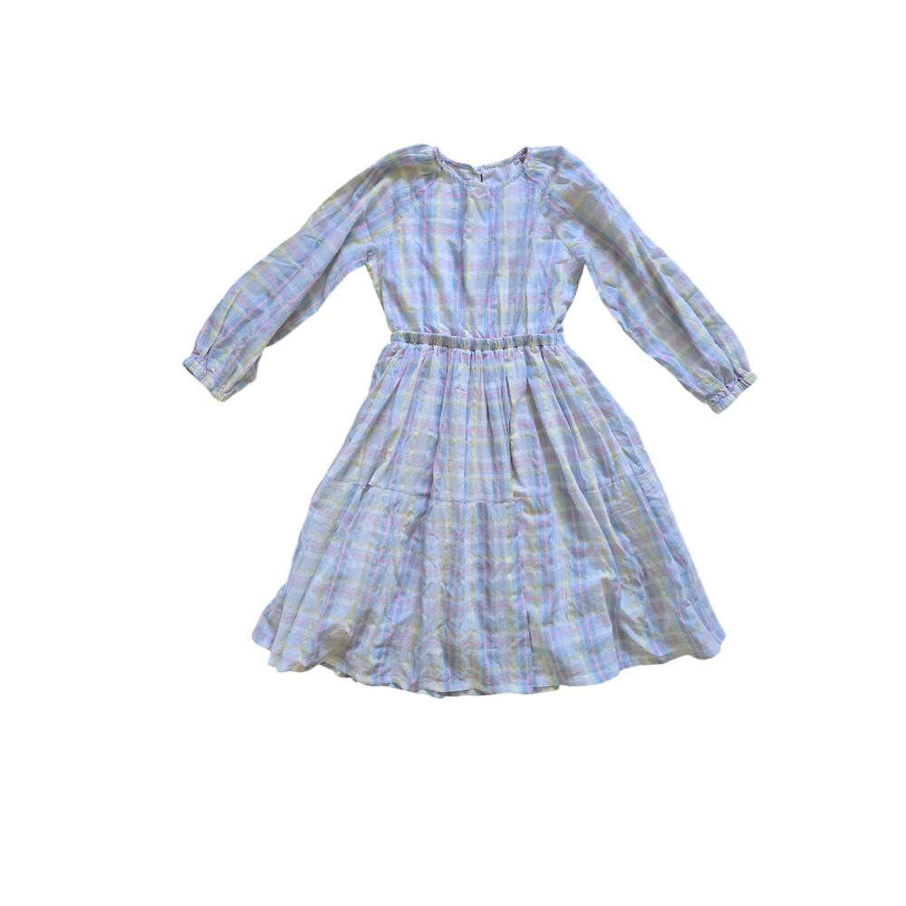 Cosmosophie‎ Isolda Dress in Castle Print Pastel Plaid Preppy Classic Size 14